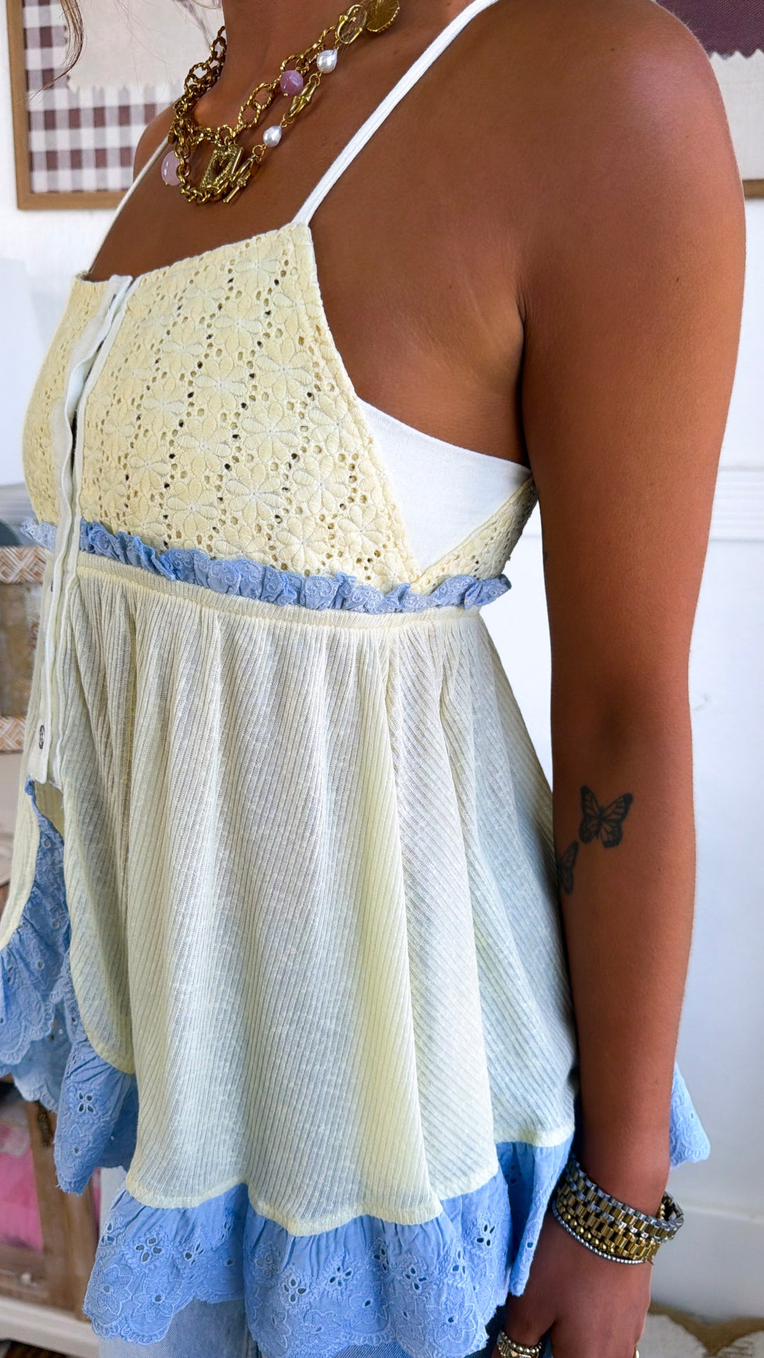Cielo Babydoll Tank, Lemon