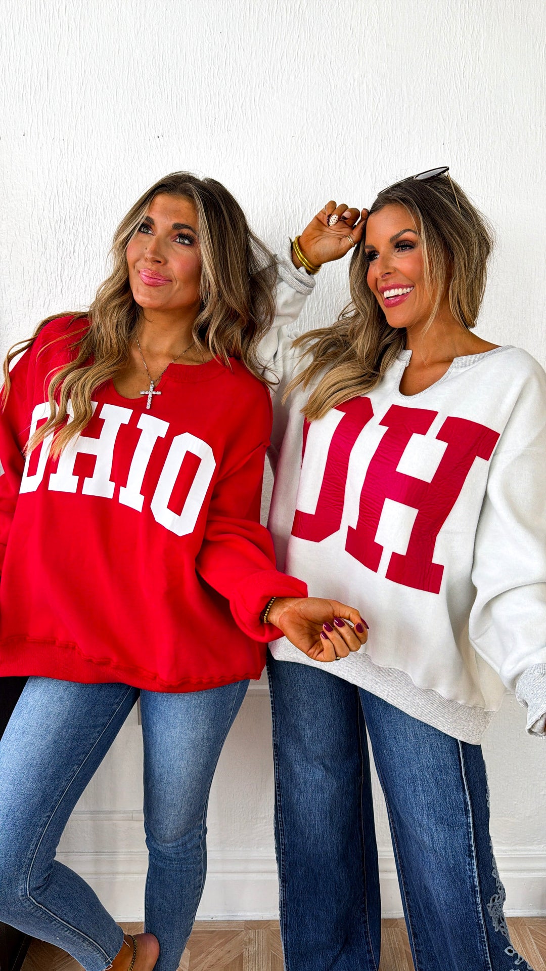 Reversible Split Crewneck, Grey/Red