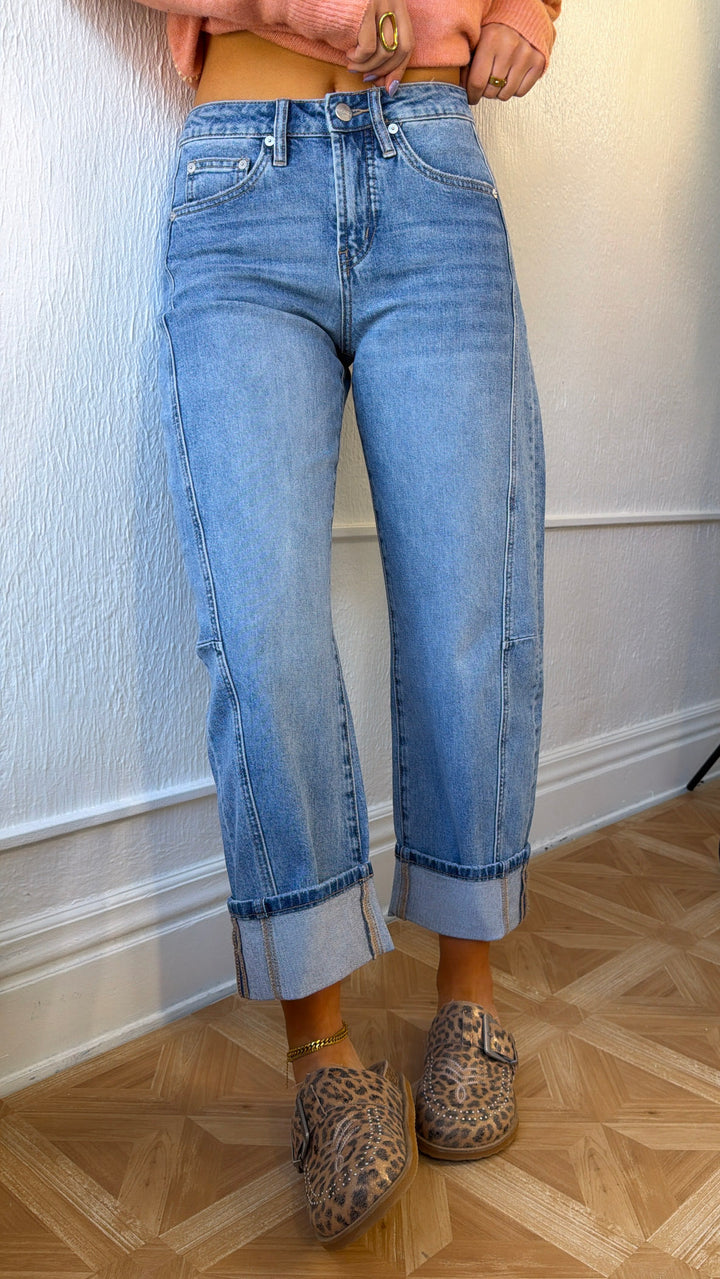 Ledger Barrel Jeans, Medium Wash