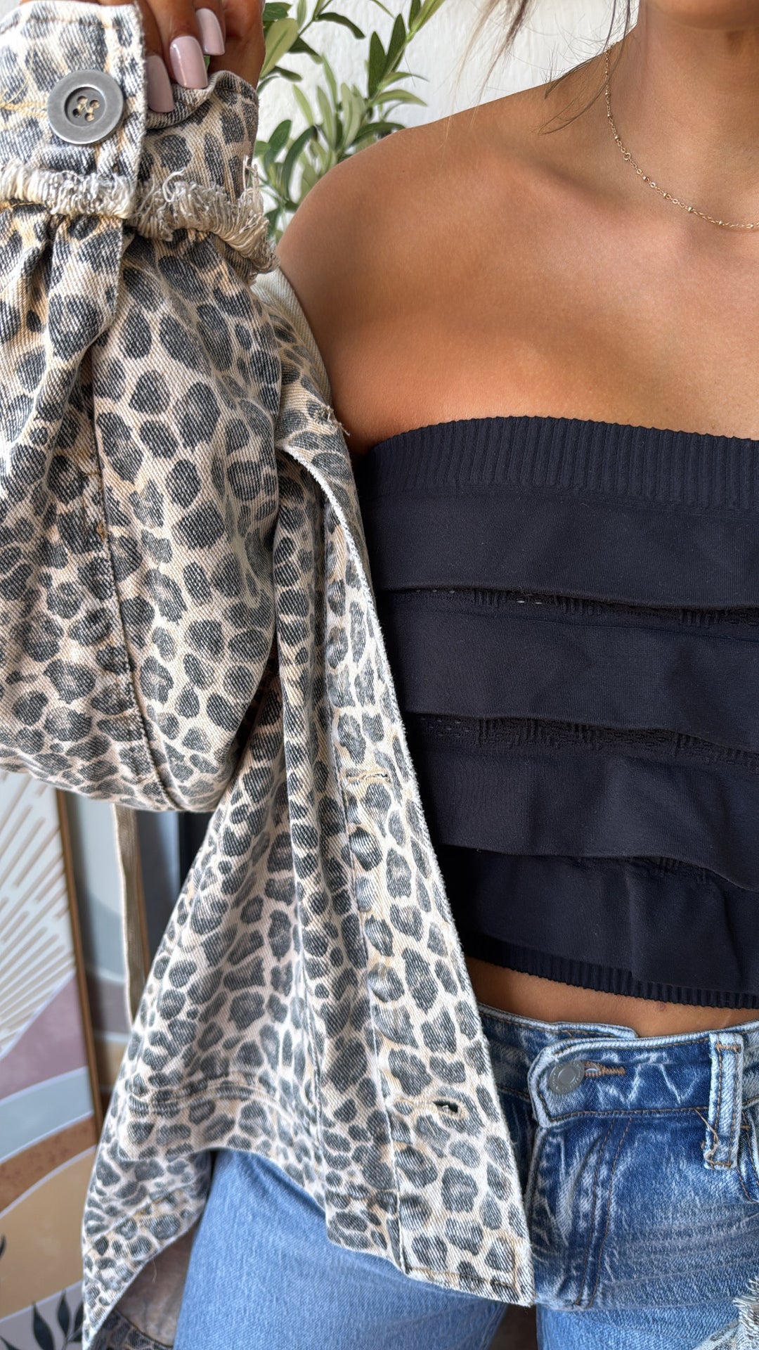 Layered Ruffled Tube Top, Black