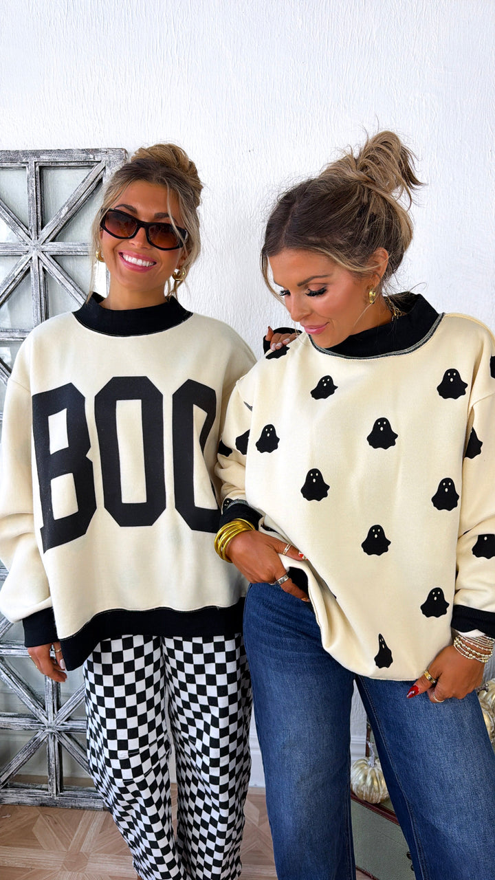 Reversible Boo Crewneck, Ivory/ Black