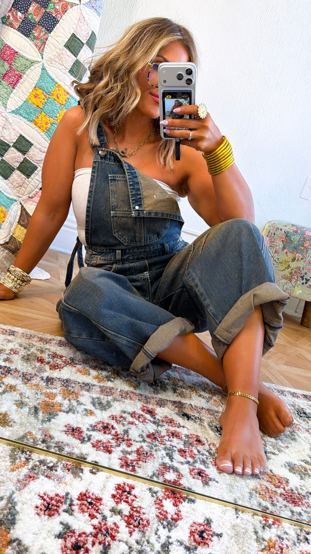 Honey Dune Barrel Overalls, Grey Denim