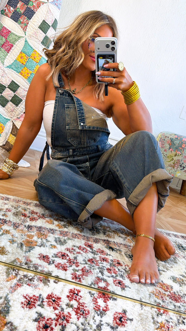 Honey Dune Barrel Overalls, Grey Denim