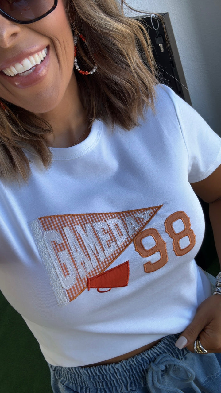 Tennessee Orange Game Day Baby Tee, White