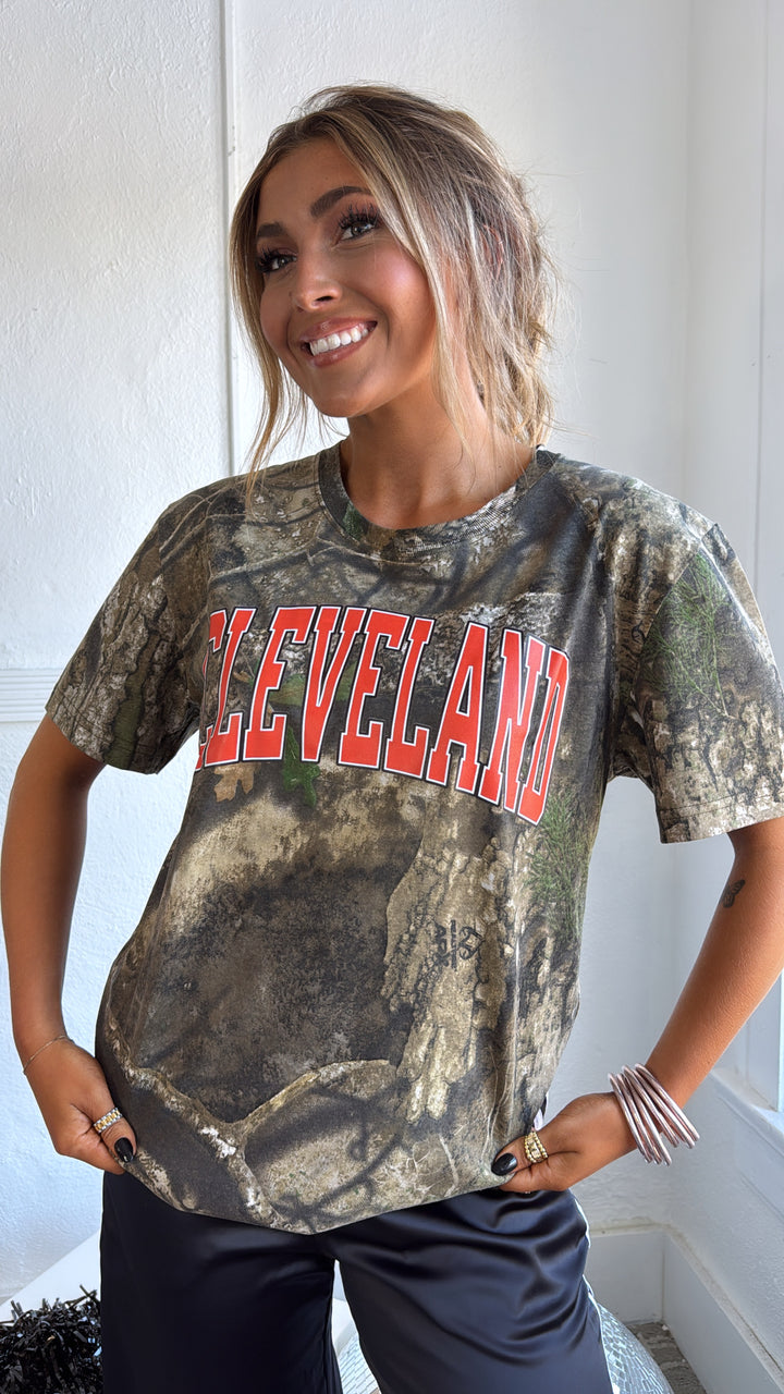 Camo Cleveland Graphic Tee, Orange/Camo