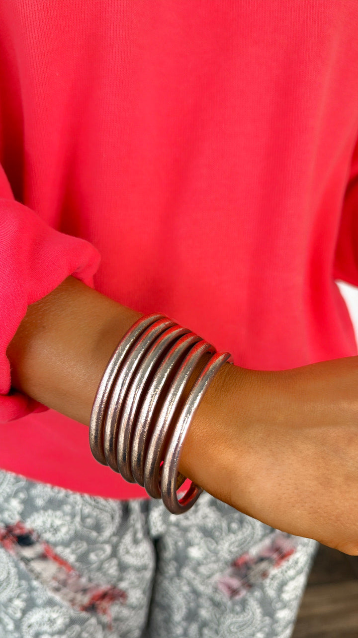 BuDhaGirl: Rose Gold All Weather Bangle (Set of 6)- Serenity Prayer