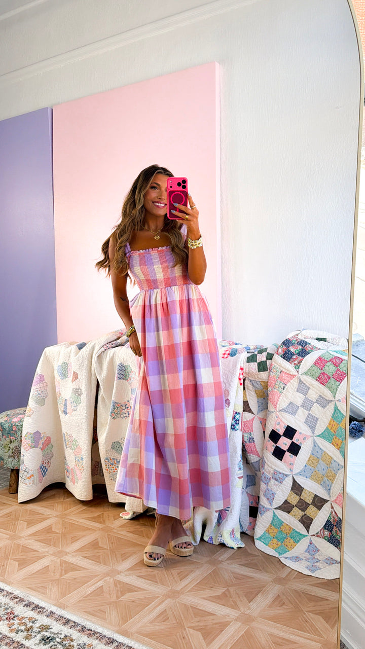 On The Outskirts Midi Dress, Pink Combo