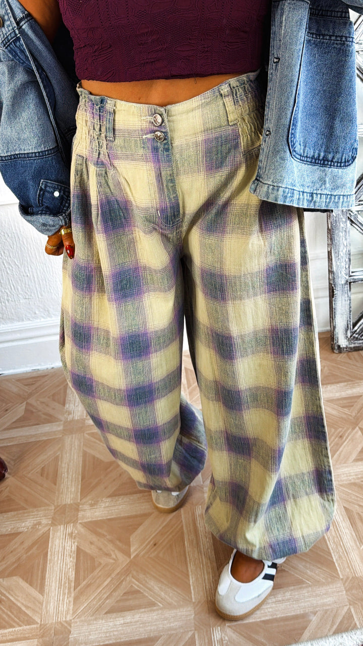 Open Air Plaid Pants, Sage Multi