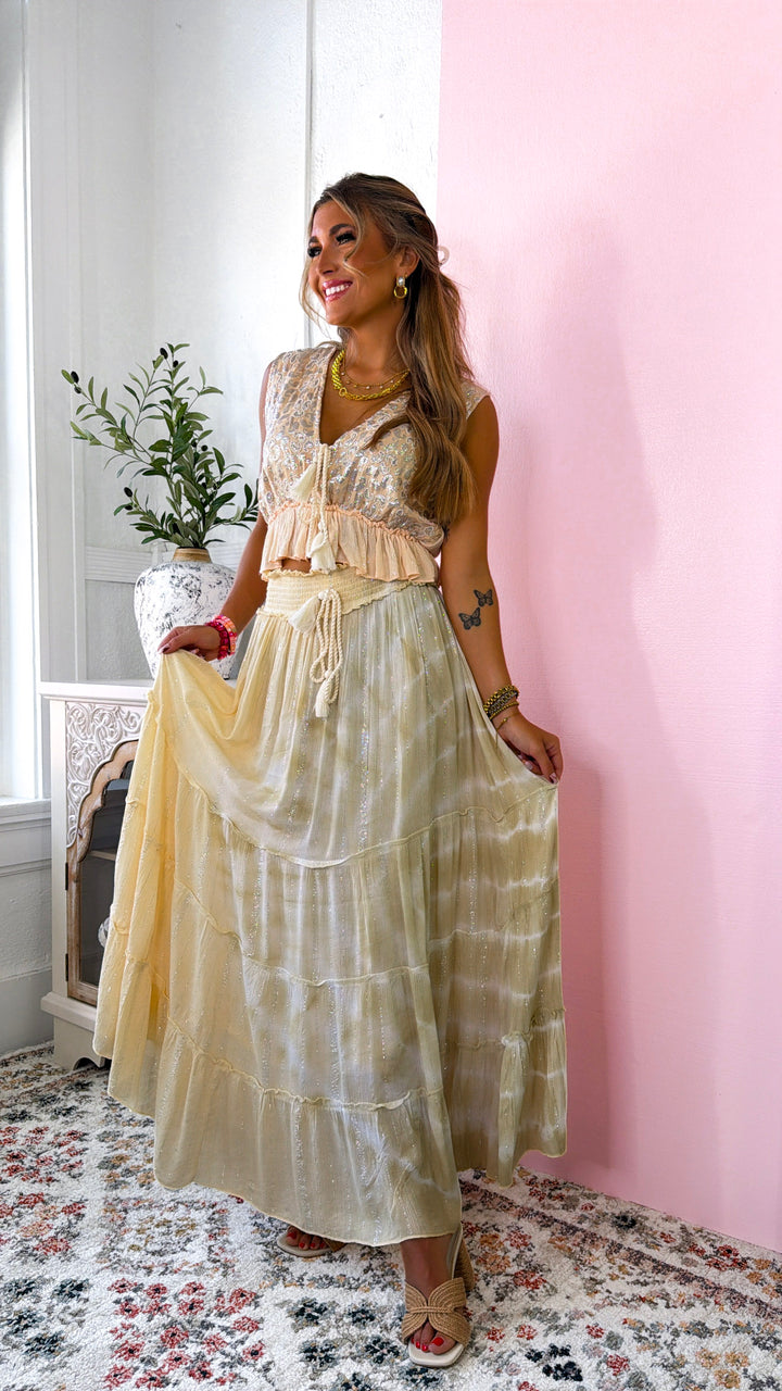 Sunny Harvest Hue Skirt, Coral Haze Multi