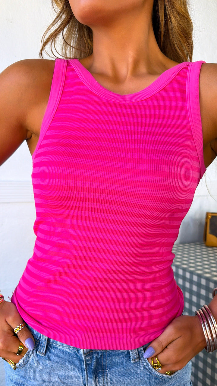 Daily Stripe Tank Top, Aloha Pink