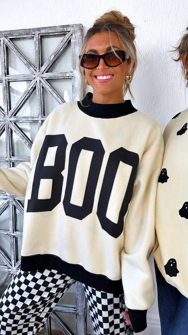 Reversible Boo Crewneck, Ivory/ Black