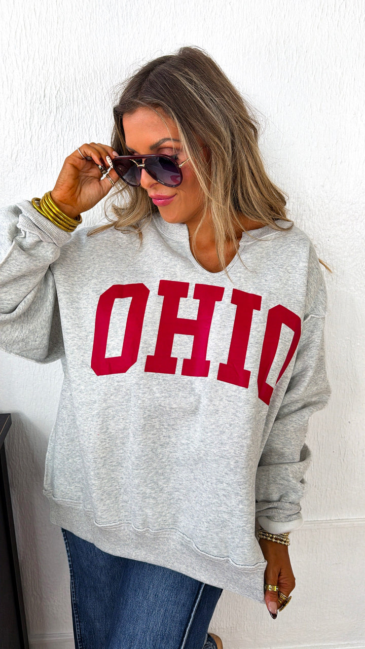 Reversible Split Crewneck, Grey/Red