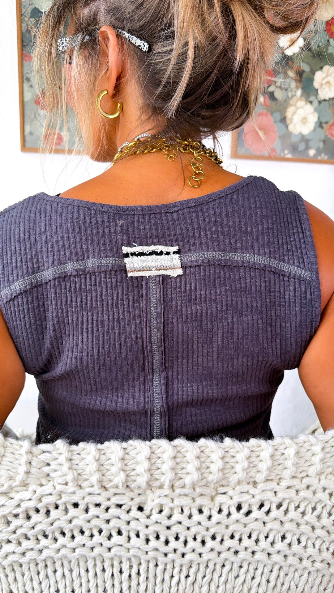 Star Patch Muscle Tee, Charcoal