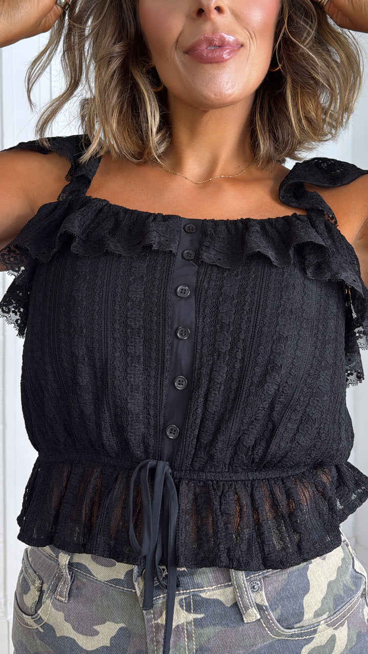 Summers End Lace Tank, Black