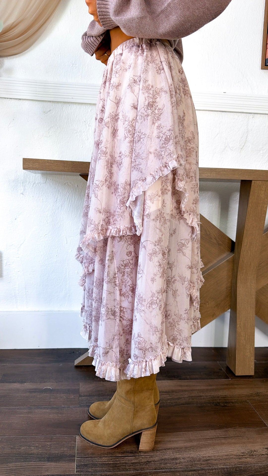 Hazel Bloom Maxi Skirt, Cream Multi