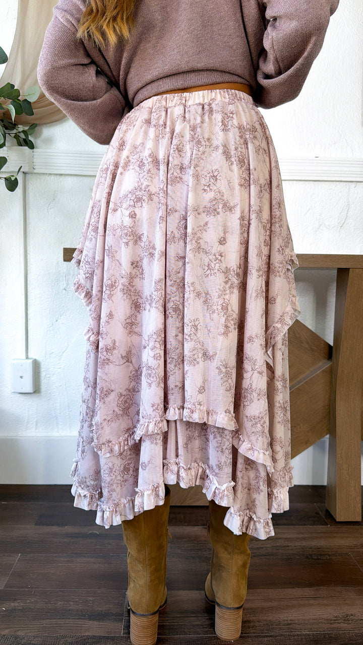 Hazel Bloom Maxi Skirt, Cream Multi