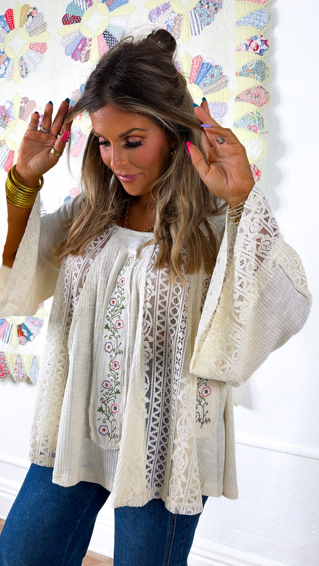 Gentle Bloom Blouse, Natural