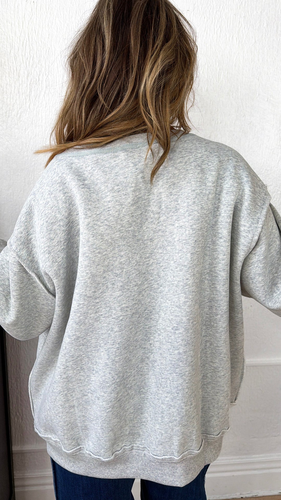 Reversible Split Crewneck, Grey/Red