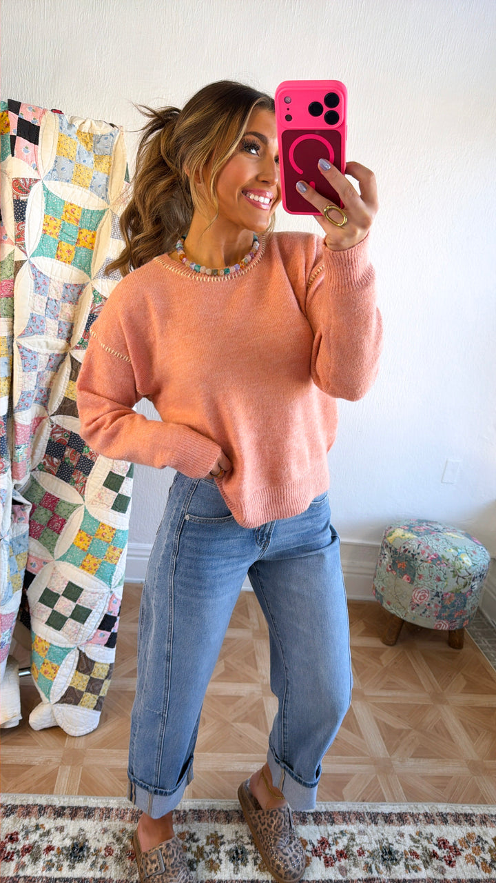 Hidden Cove Sweater, Dusty Coral