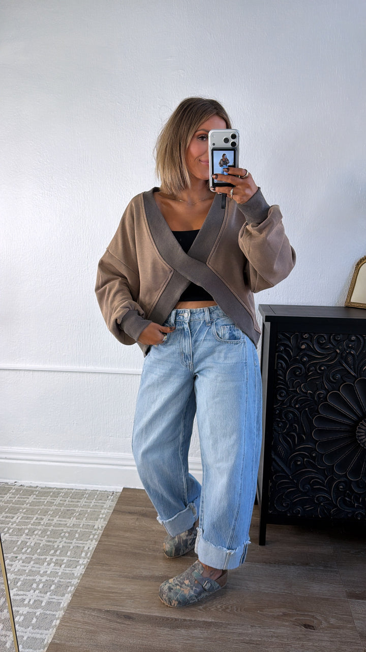 Criss Cross Reversible Sweatshirt, Rusted Charcoal