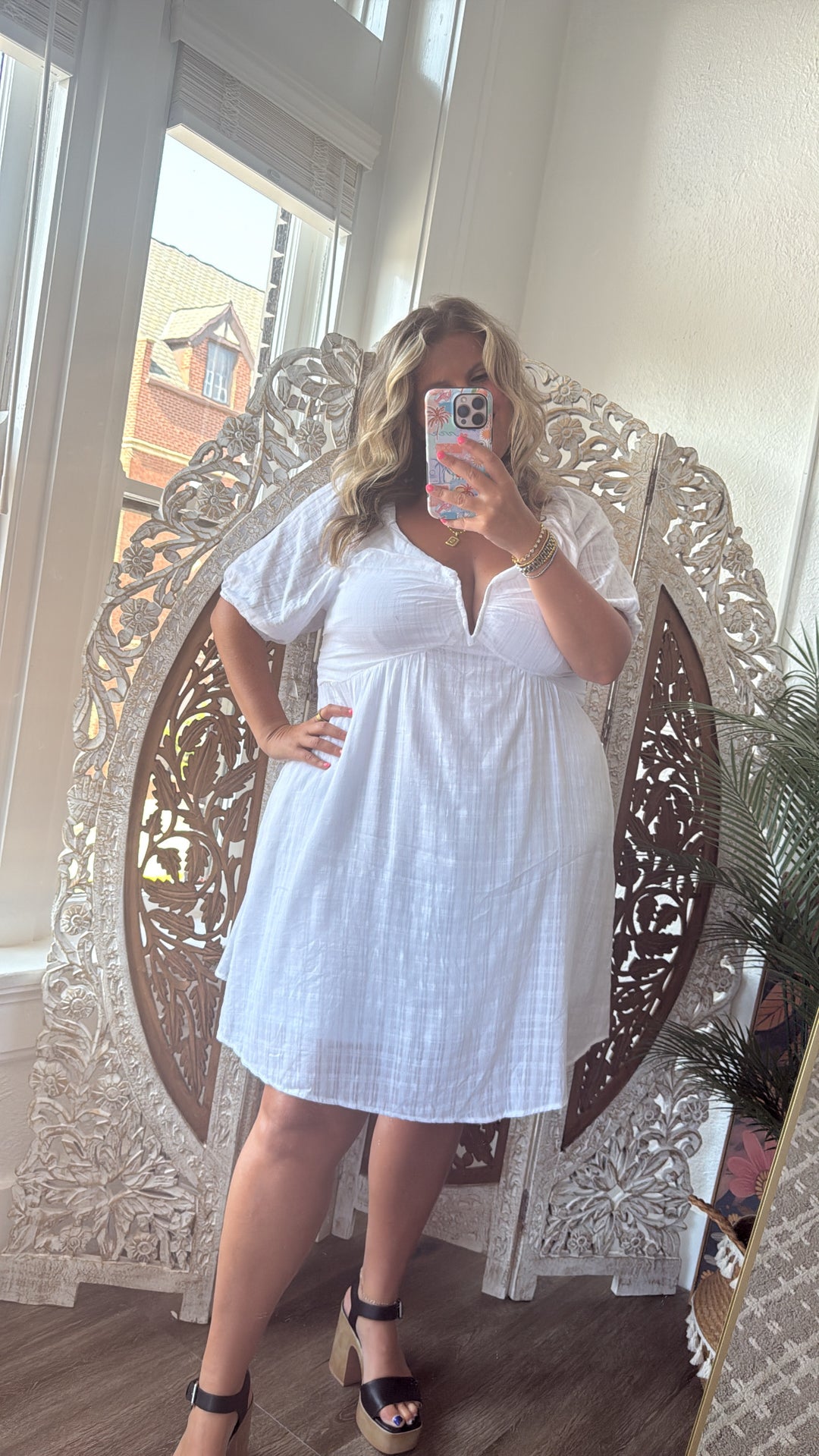 True Beauty Bubble Sleeve Mini Dress, White