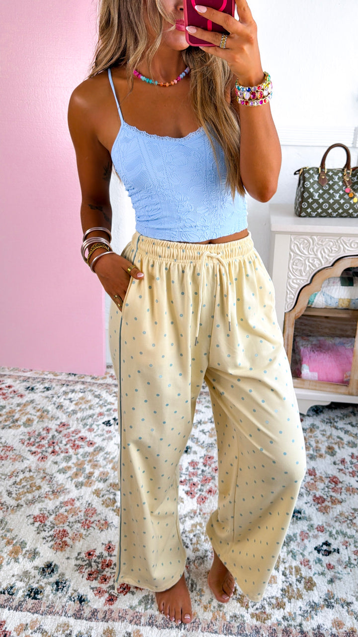 Mini Dot Sweatpants, Butter Yellow/ Lt.Blue
