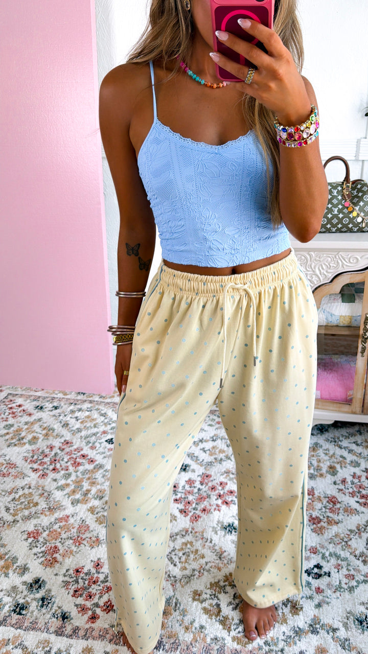 Mini Dot Sweatpants, Butter Yellow/ Lt.Blue