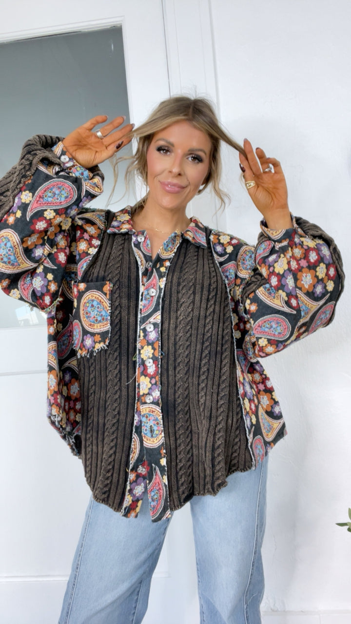 Celestial Paisley Cardigan, Black Multi