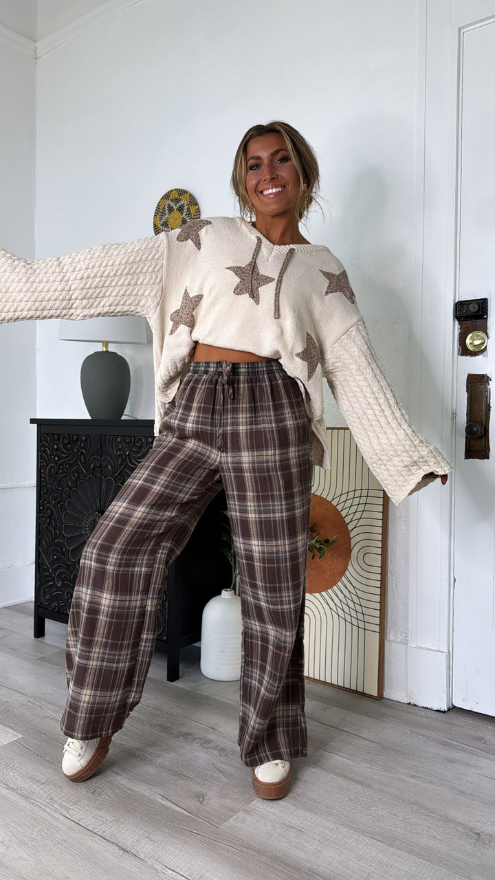 Soft Hazelnut Plaid Pants, Brown