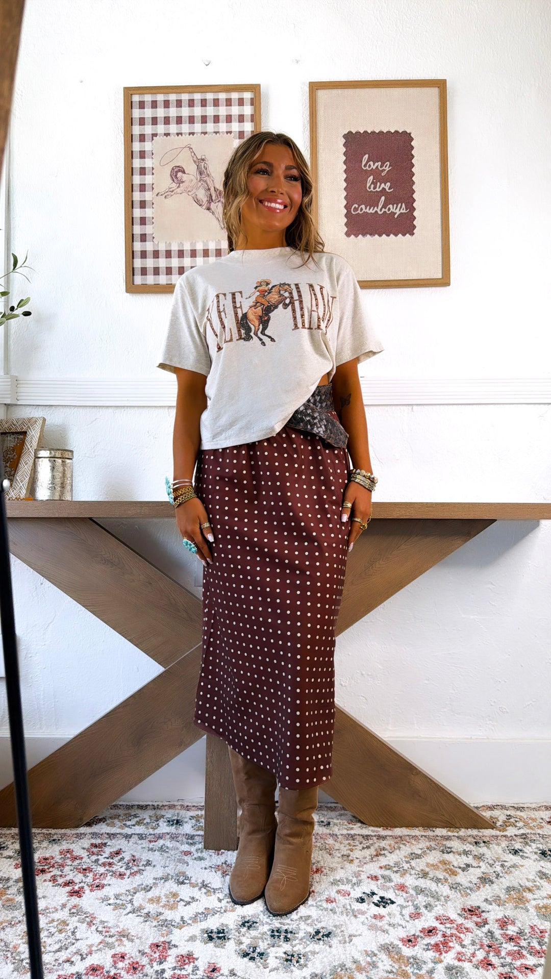 Yee Haw Cowgirl Graphic Tee, Lt.Heather