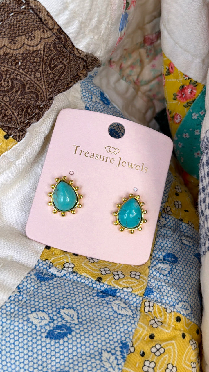 Treasure Jewels: Tear Of Glam Earring, Turquoise