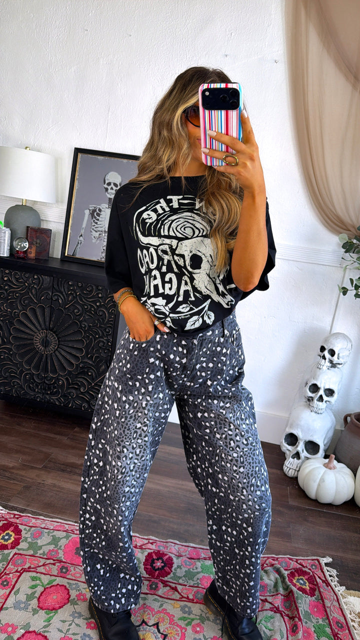On The Road Again Oversized Crop, Black