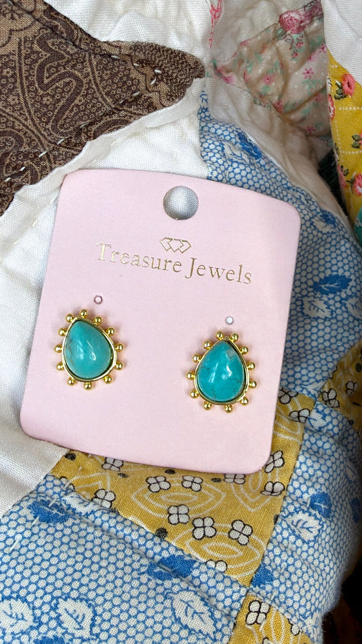 Treasure Jewels: Tear Of Glam Earring, Turquoise