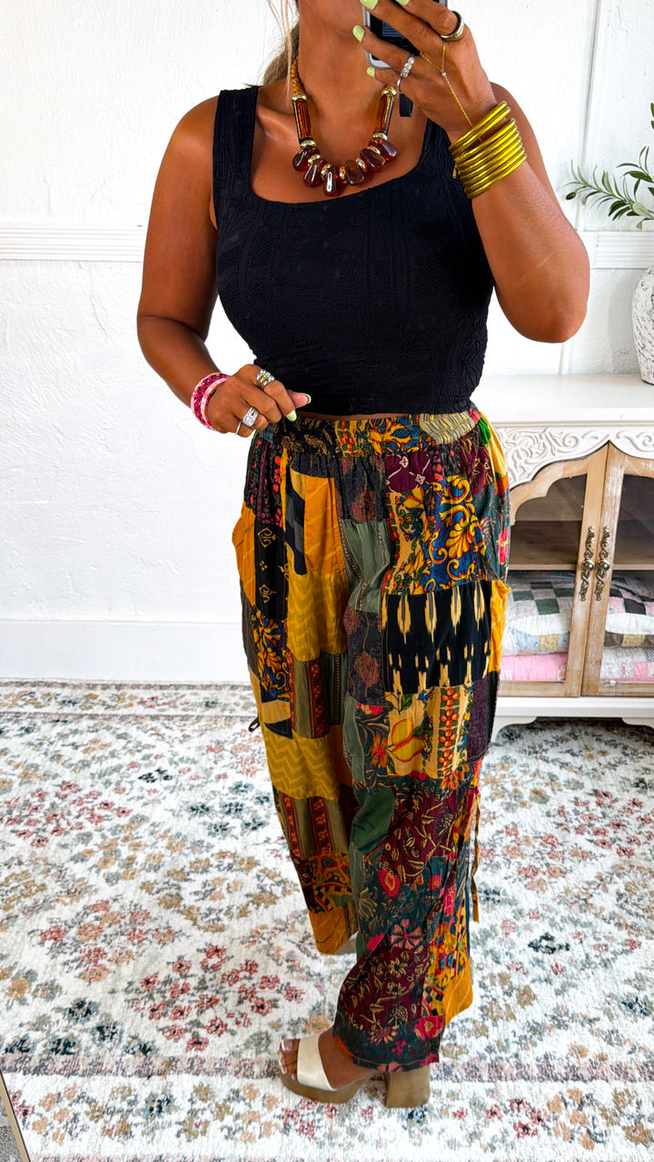 Free Spirit Patch Pants, Honey Multi