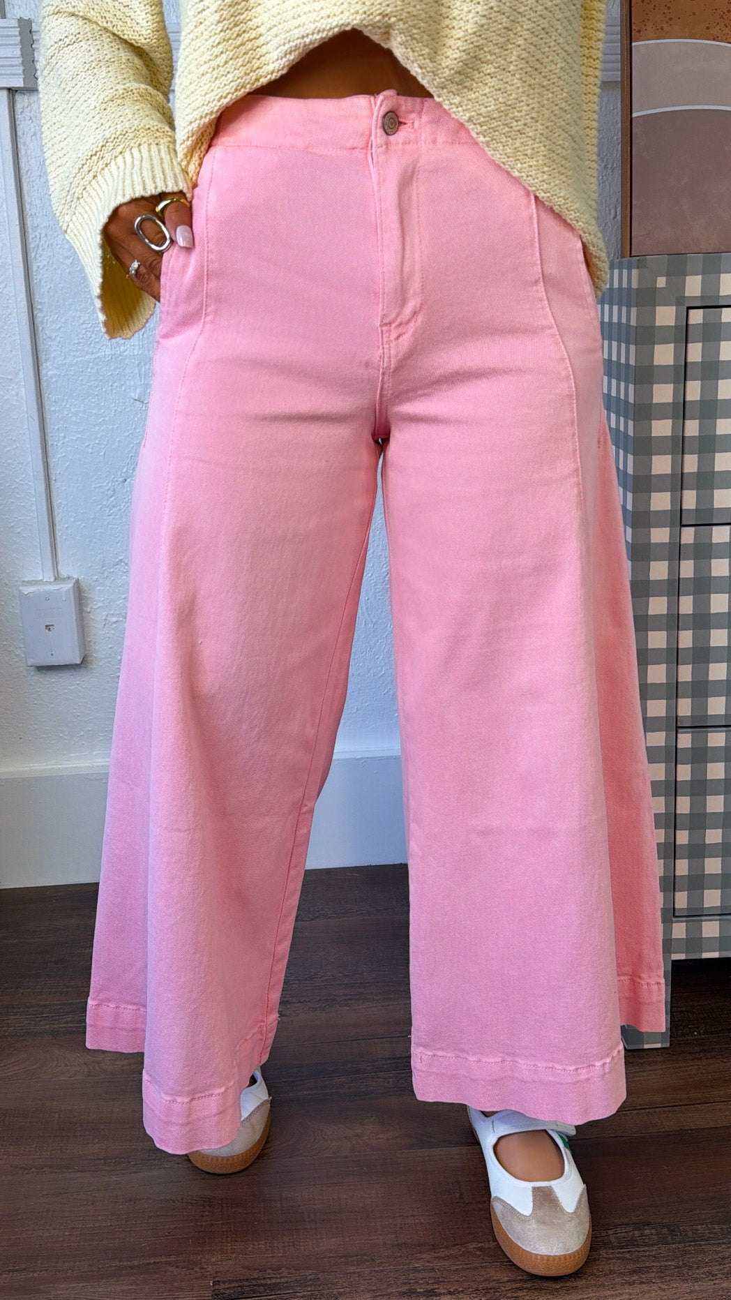 Muted Sunburst Wide Leg Pant, Pink