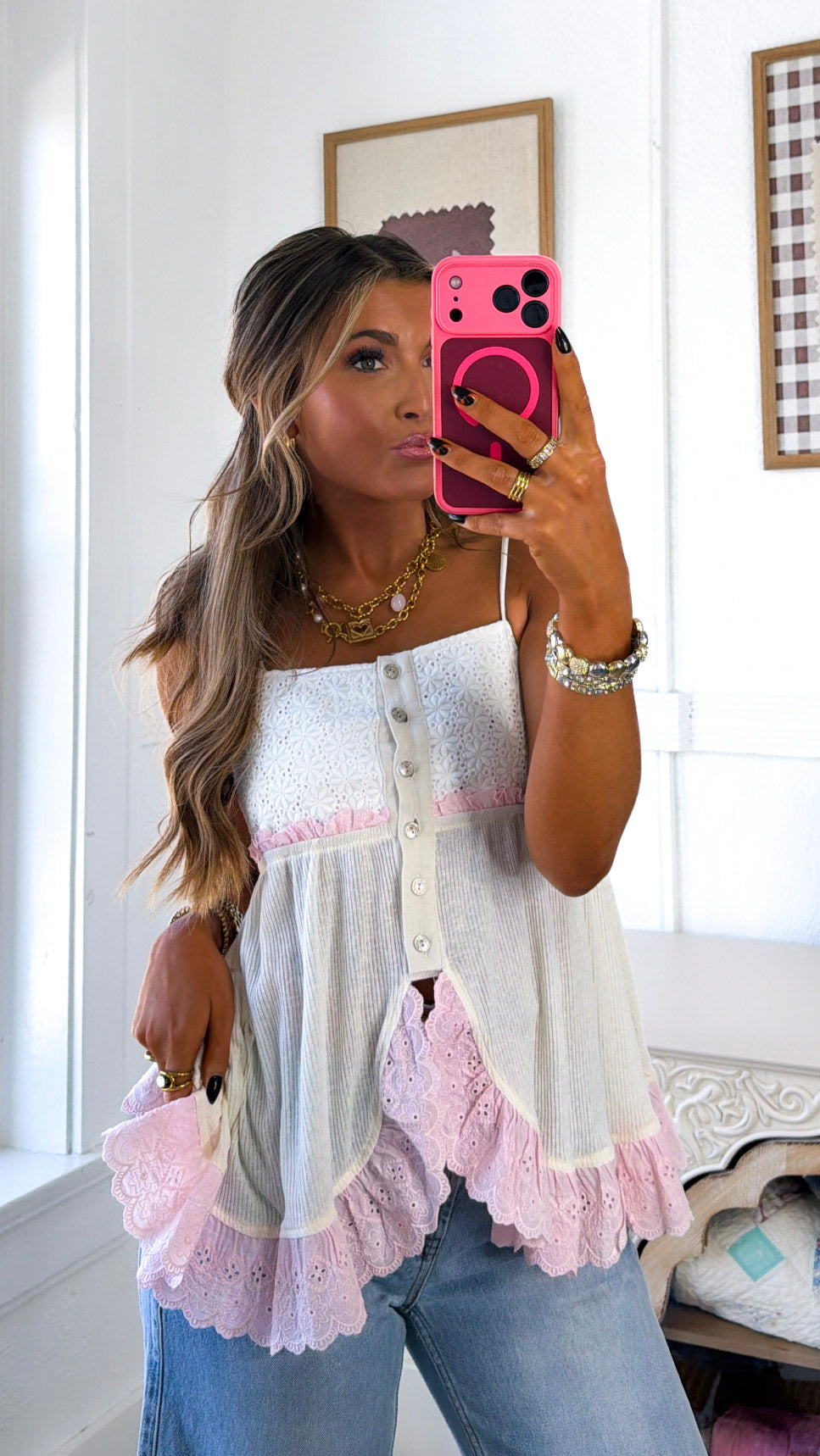 Cielo Babydoll Tank, Cream