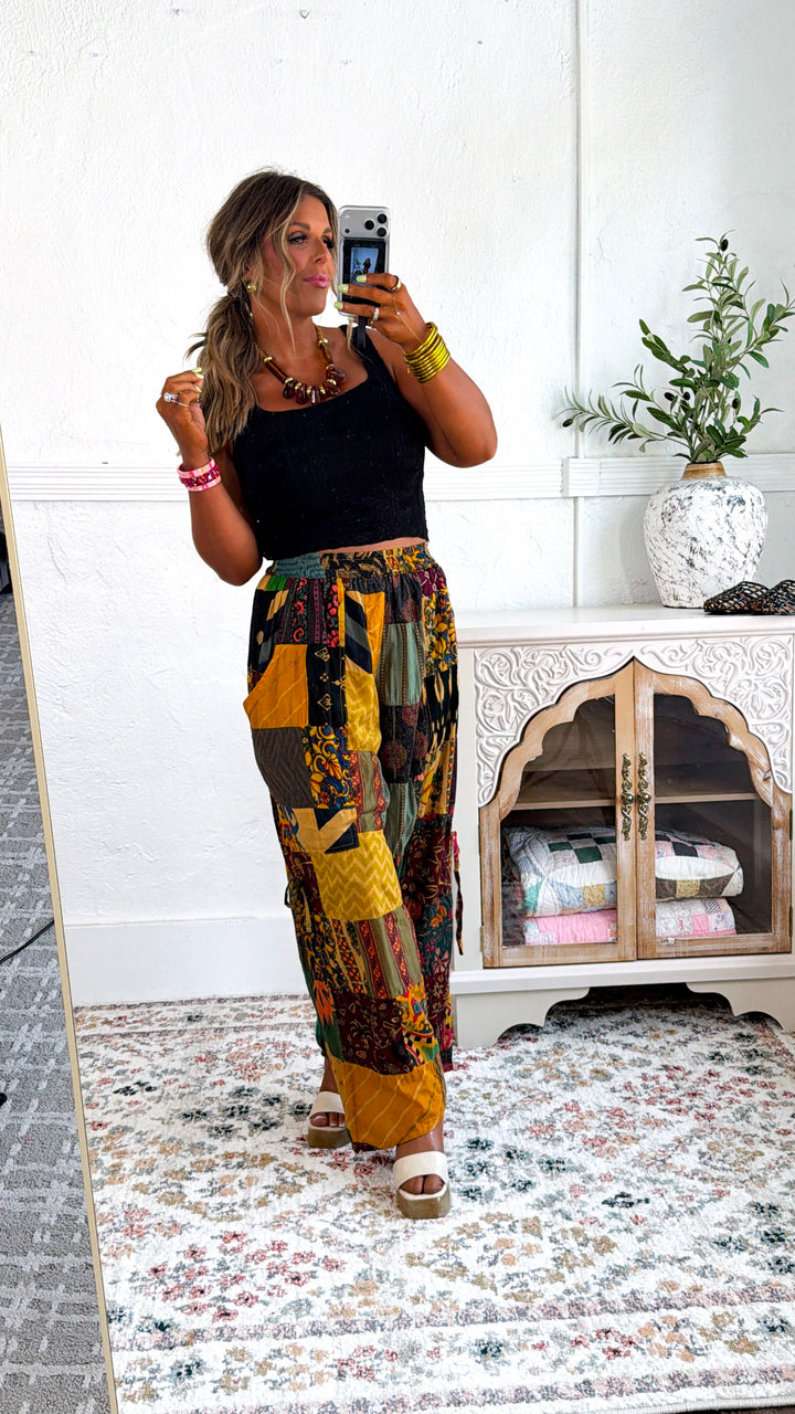 Free Spirit Patch Pants, Honey Multi