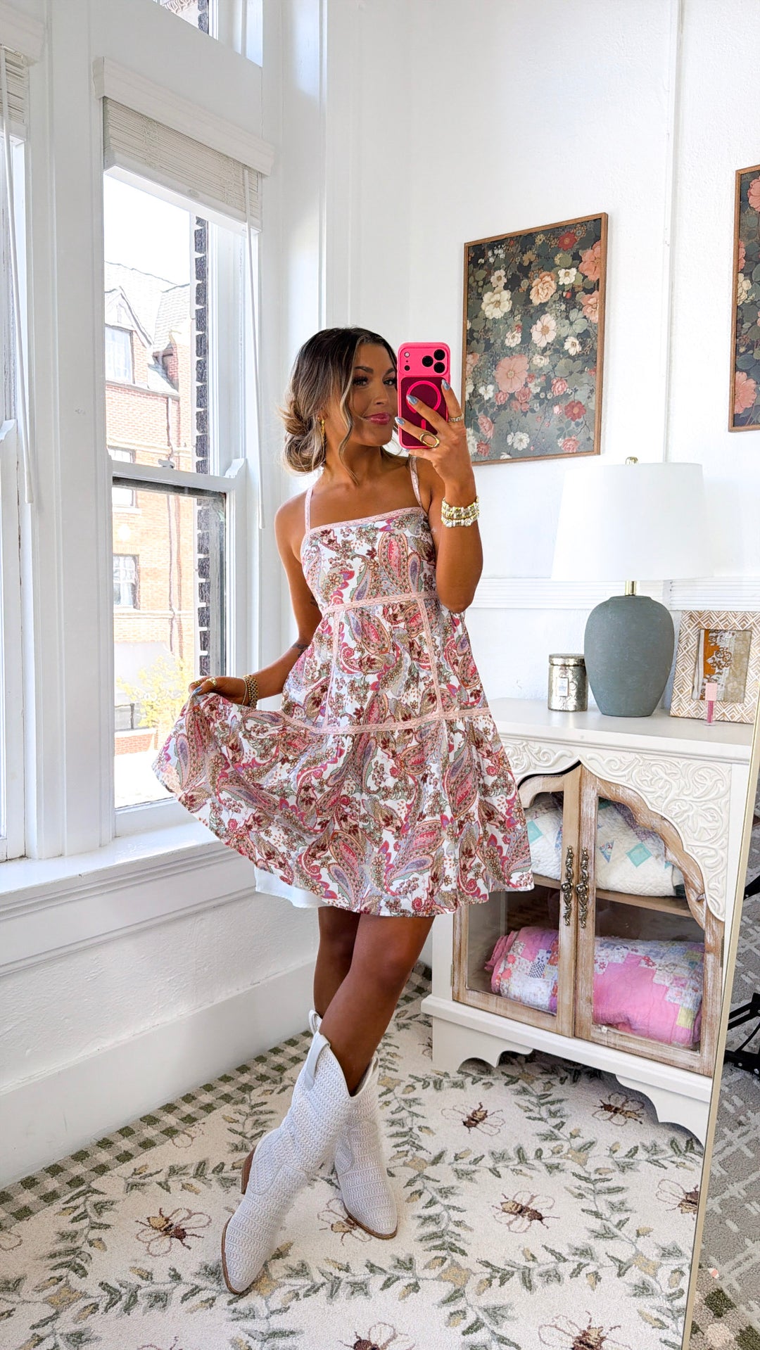 paisley print mini dress Paisley Satin Lace Trim Bias Mini Dress