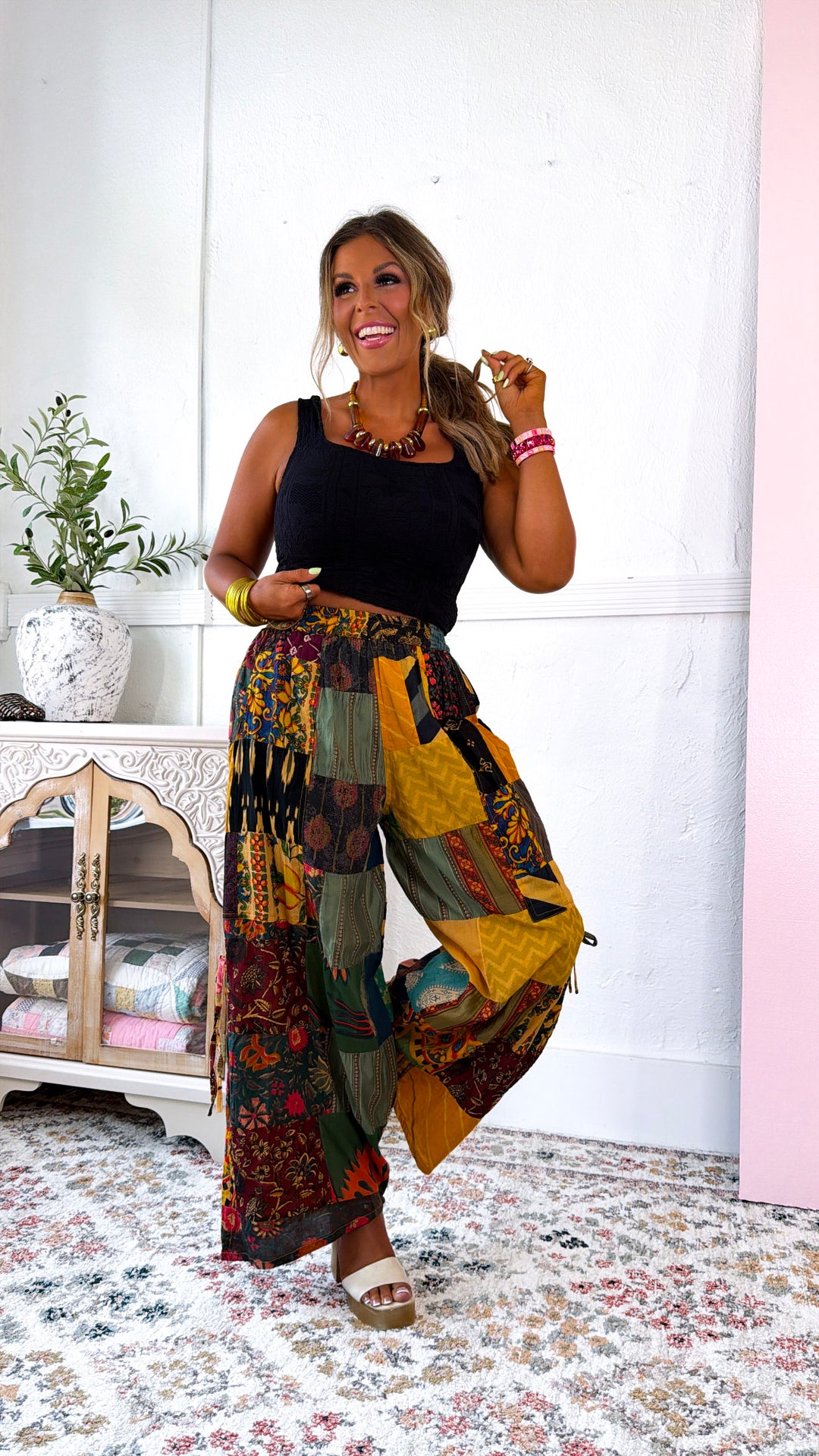 Free Spirit Patch Pants, Honey Multi