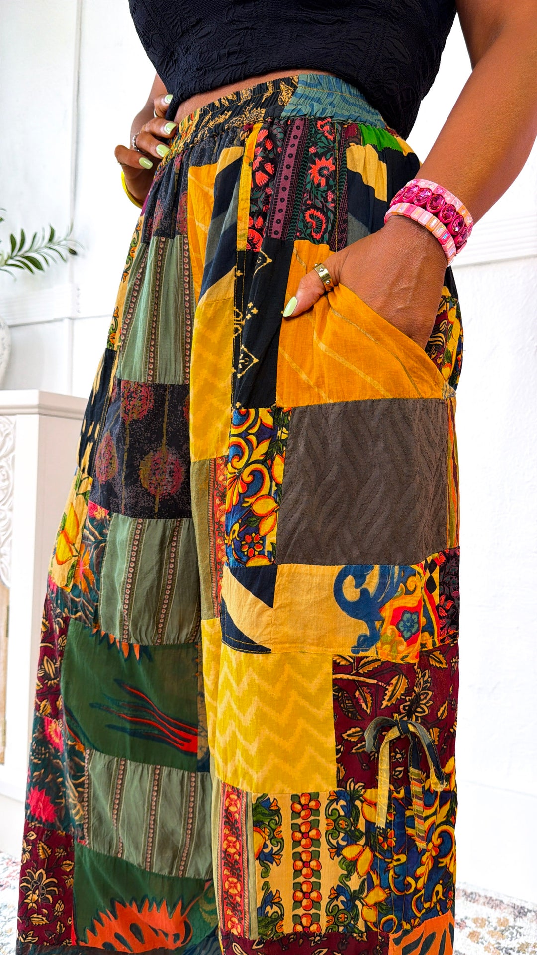 Free Spirit Patch Pants, Honey Multi