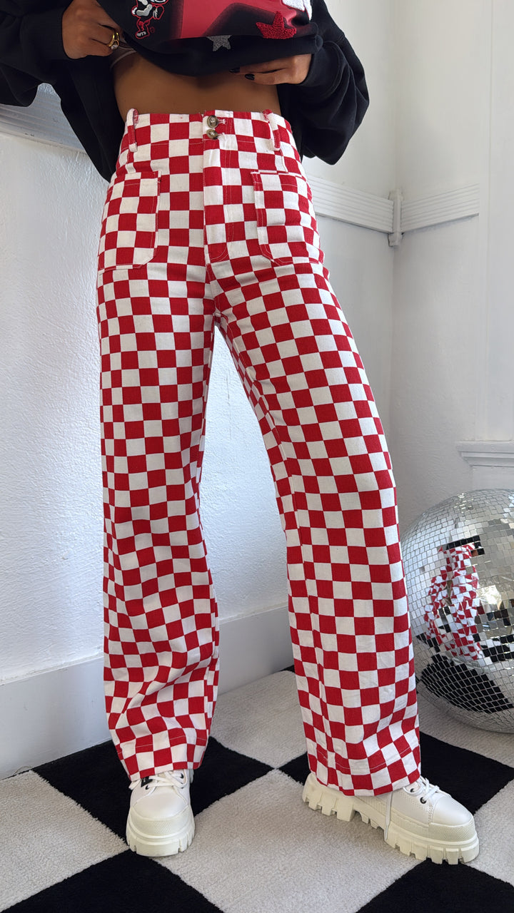 Finish Line Checkered Pant, Red