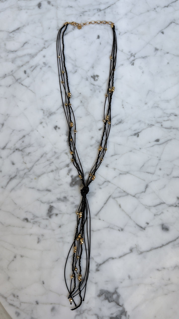 Layered Knot Necklace, Black