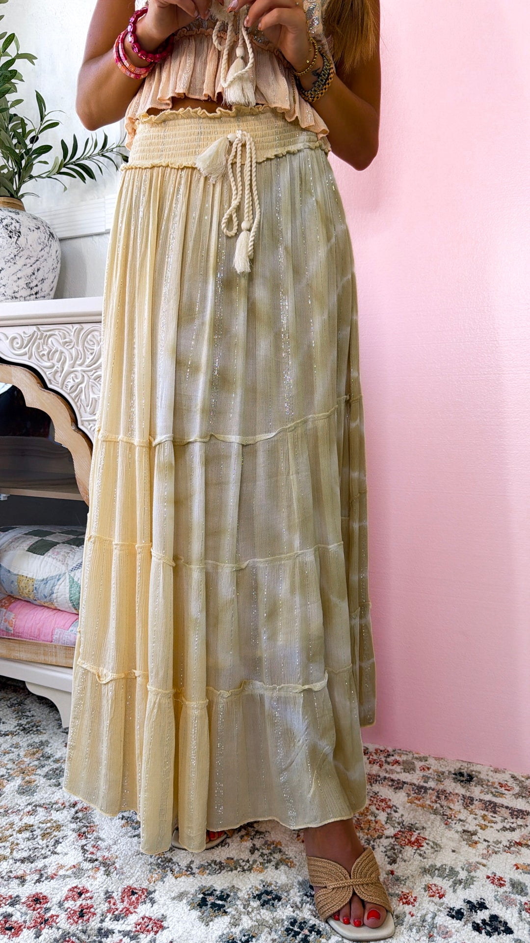 Sunny Harvest Hue Skirt, Coral Haze Multi