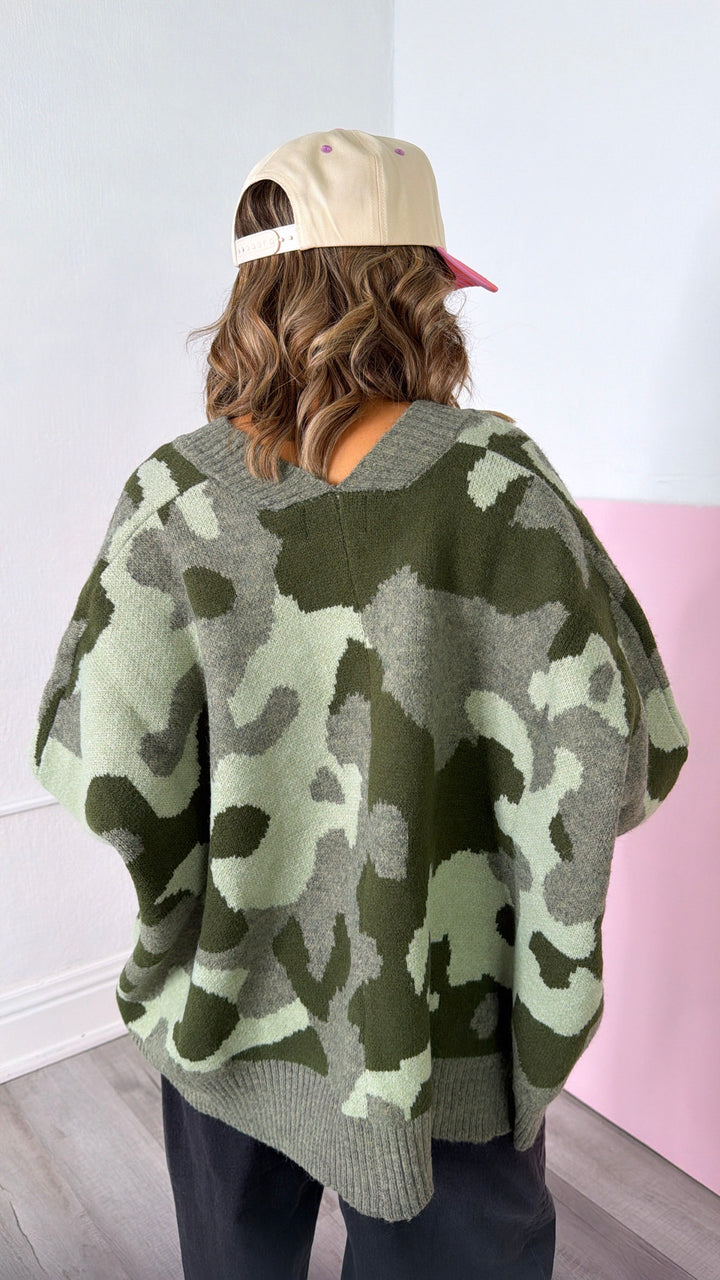 Camo Chill Cardigan, Olive