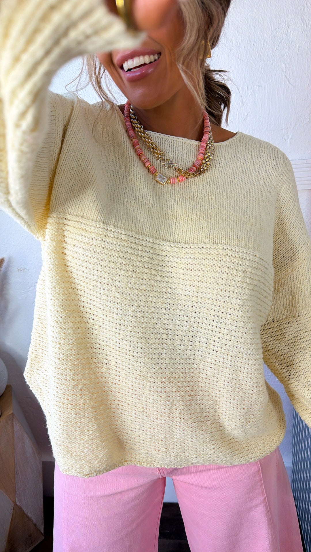 Sunfade Boat Neck Sweater, Butter Cream