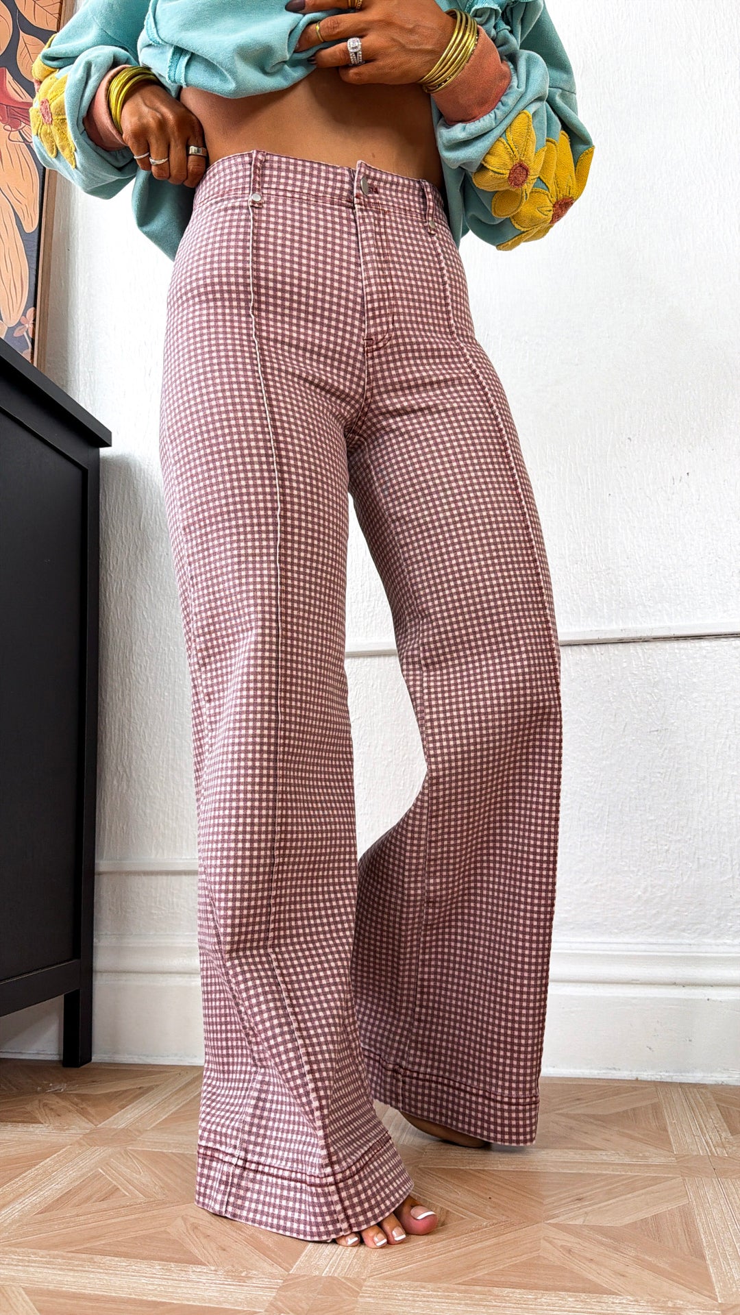 Twill Pintuck Straight Leg Pant, Brown/Cream