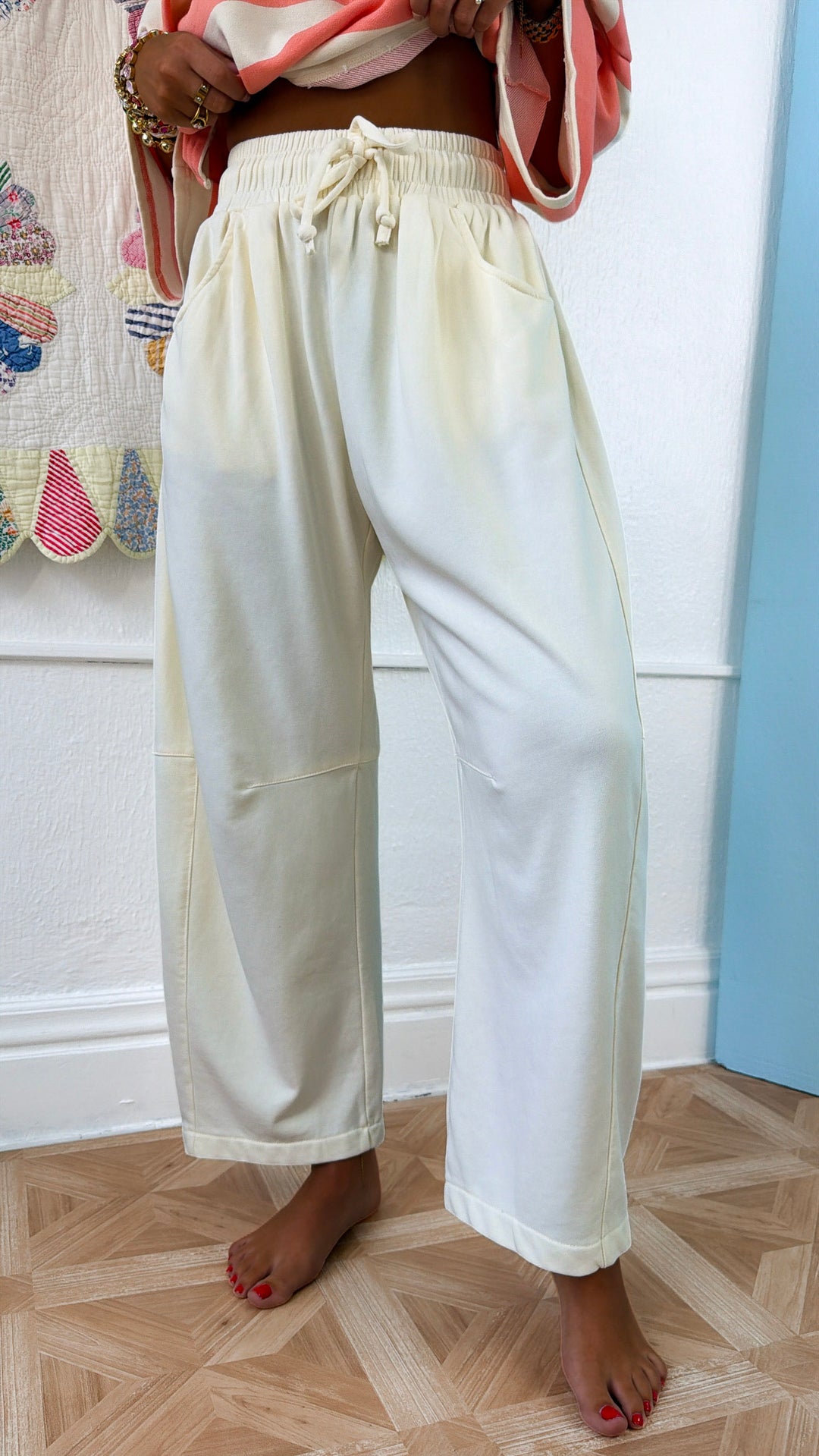 Classic Barrel Leg Sweatpants, Ivory