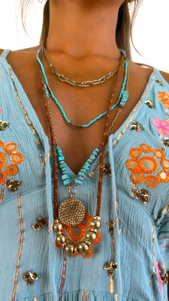 Slit Whisper Necklace, Turquoise