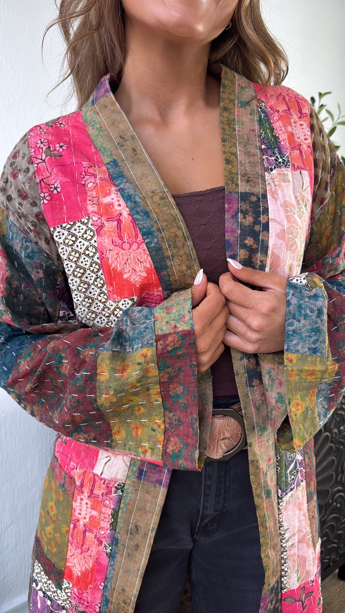 Laguna Mist Patchwork Duster Cardigan, Taupe/Pink/Multi – Everyday