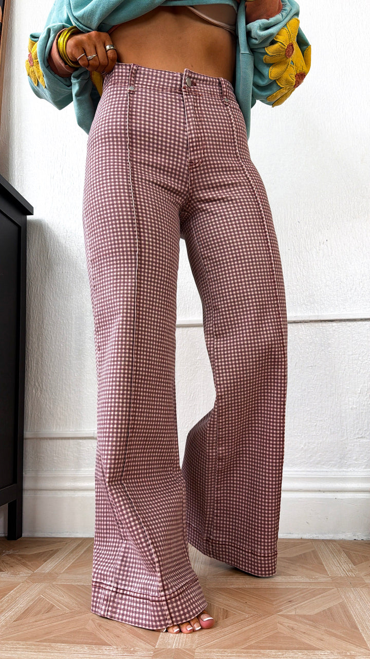 Twill Pintuck Straight Leg Pant, Brown/Cream